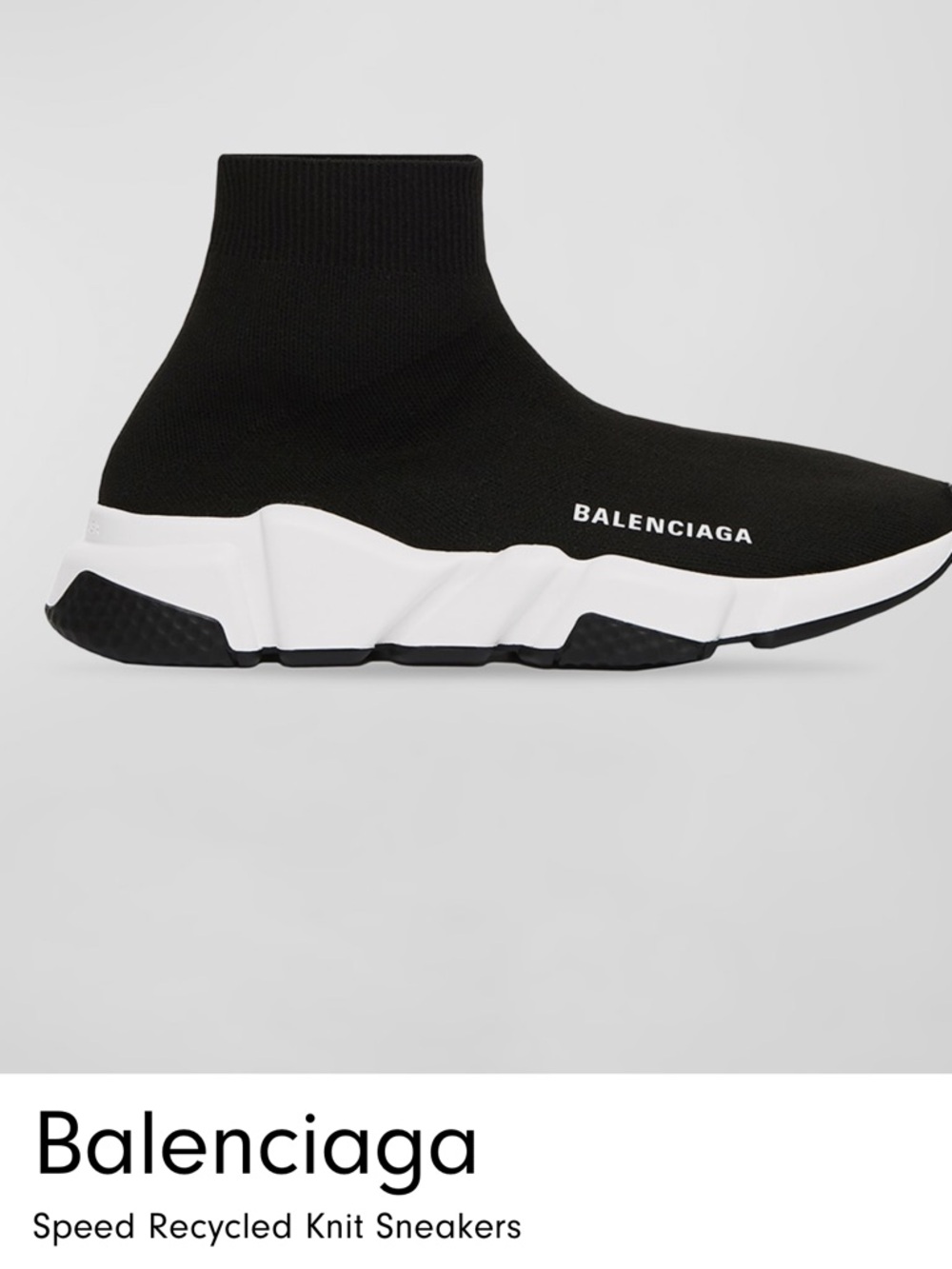 Balenciaga Speed Recycled Knit Sock Sneaker - Black/White for women